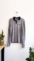 Polo manches longues gris Sun Valley taille L col noir