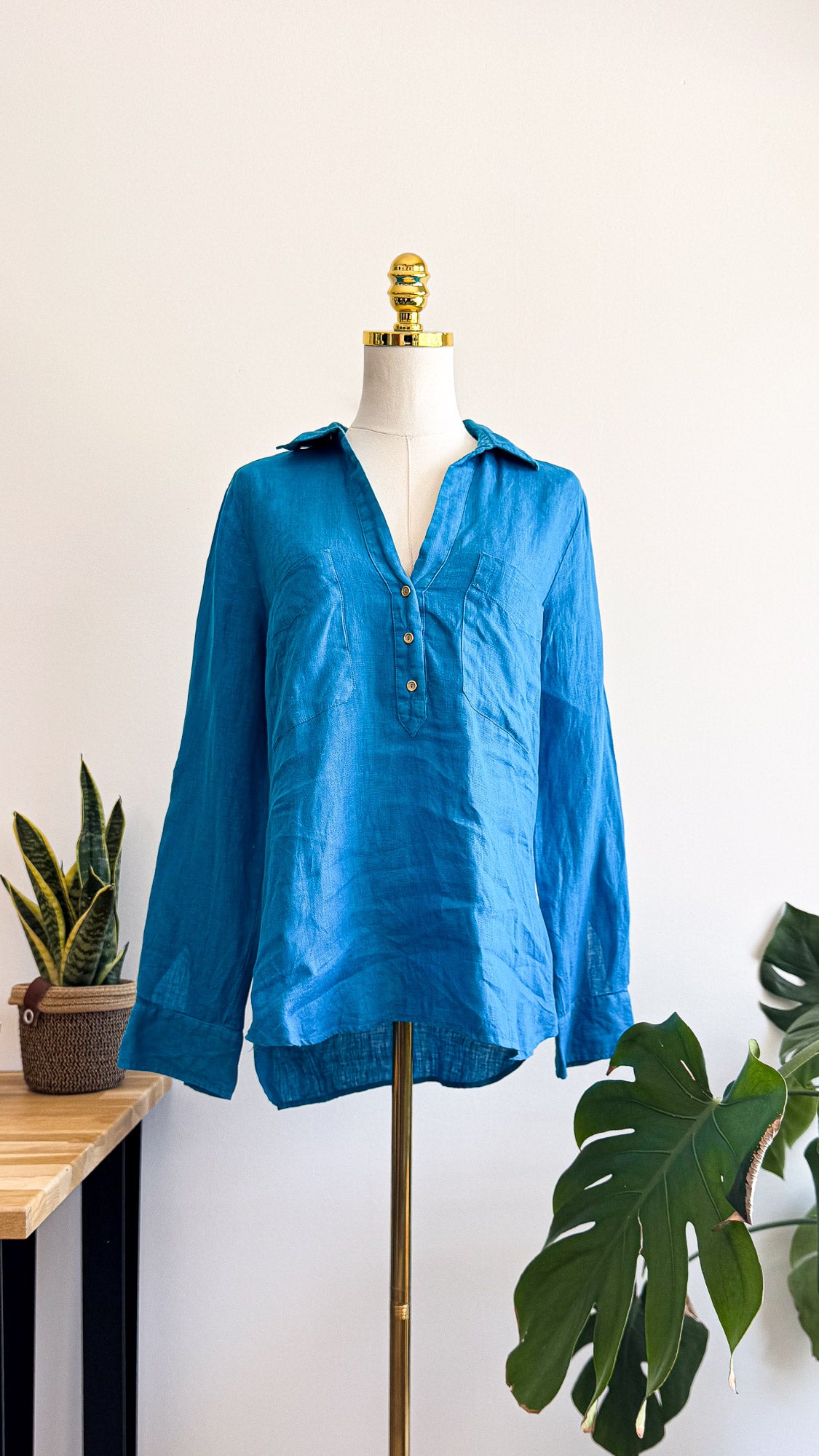 Chemise en lin bleu Zara taille S