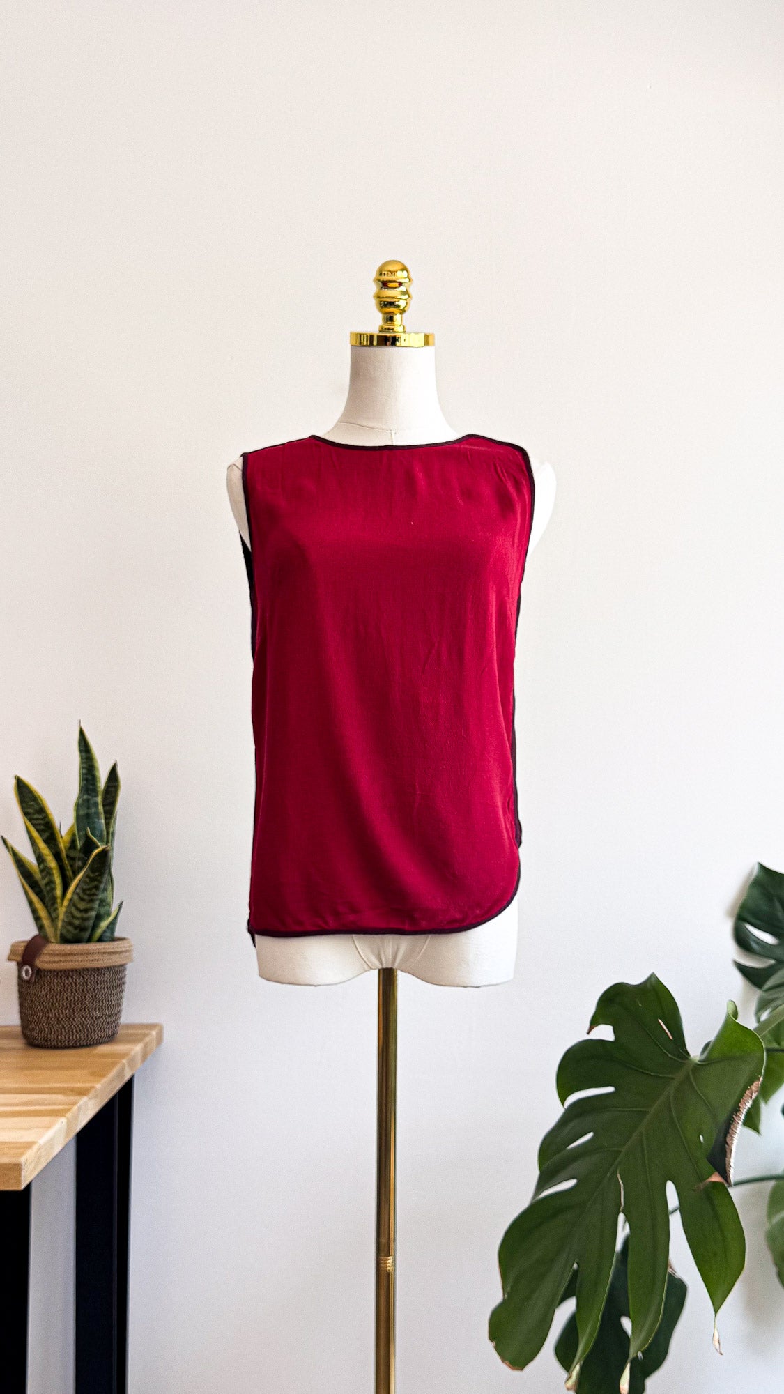 Blouse Sandro Paris bicolore rouge bordeaux fluide sans manches taille 1