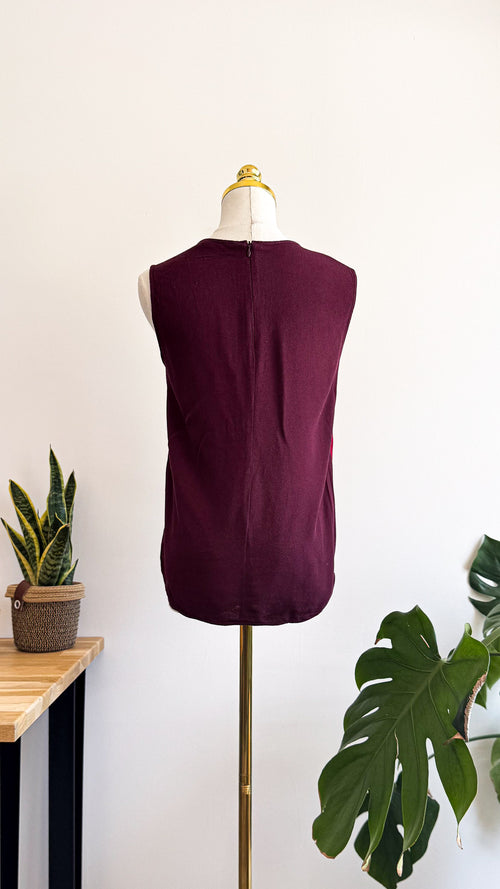 Blouse Sandro Paris bicolore rouge bordeaux fluide sans manches taille 1