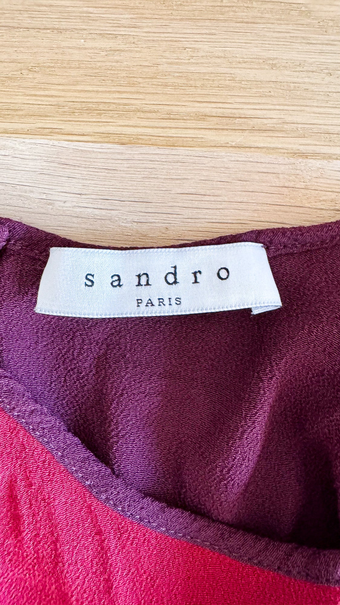 Blouse Sandro Paris bicolore rouge bordeaux fluide sans manches taille 1