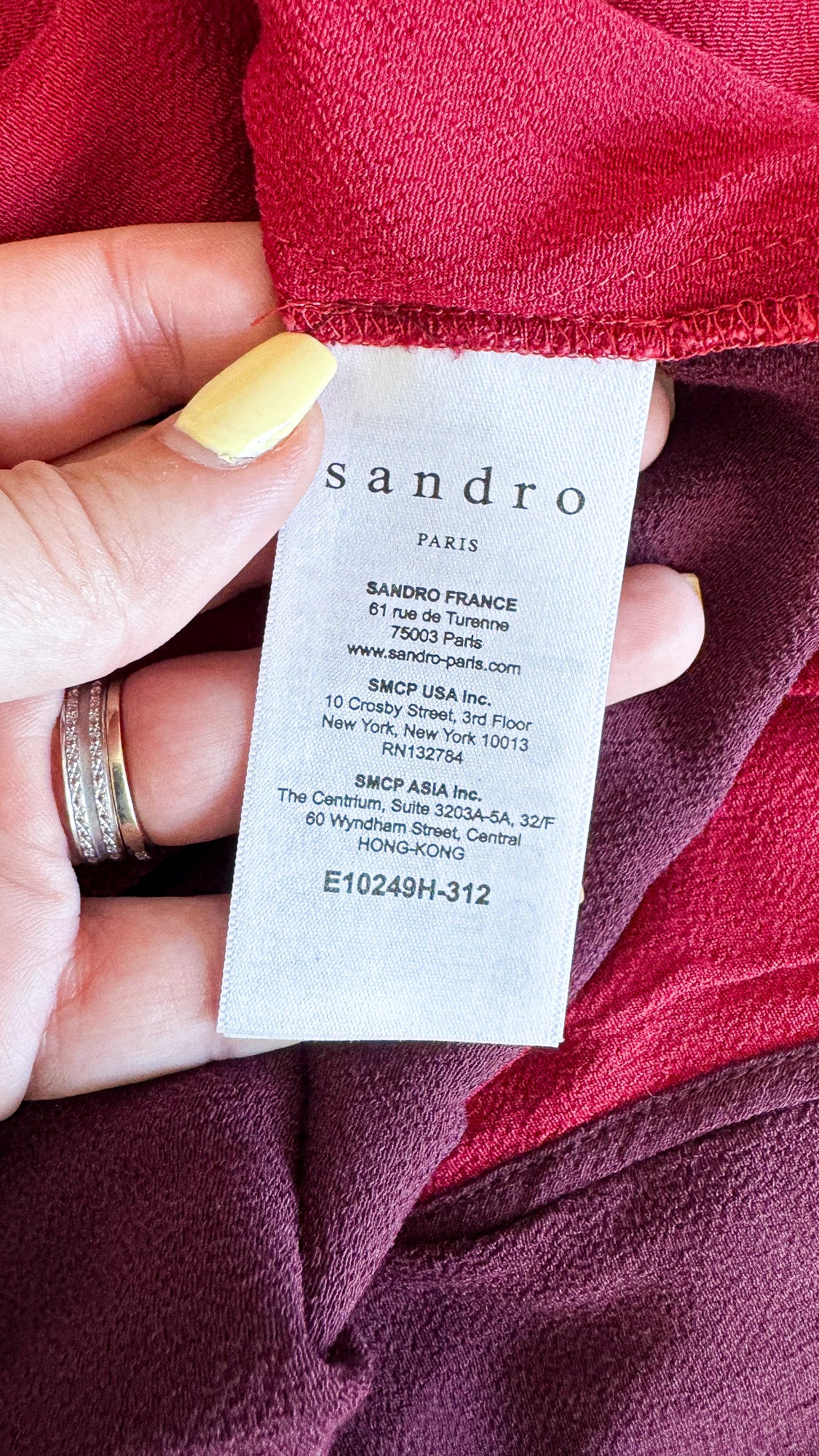 Blouse Sandro Paris bicolore rouge bordeaux fluide sans manches taille 1