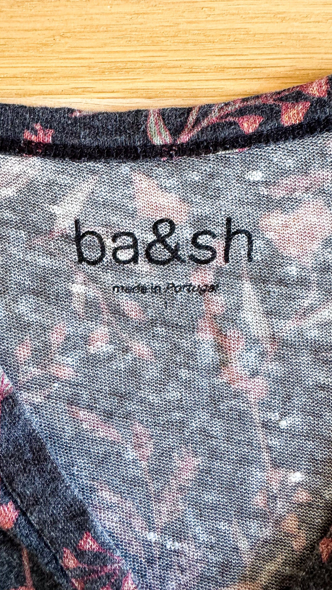 Haut Ba&sh en lin imprimé floral noir rose taille S très bon état