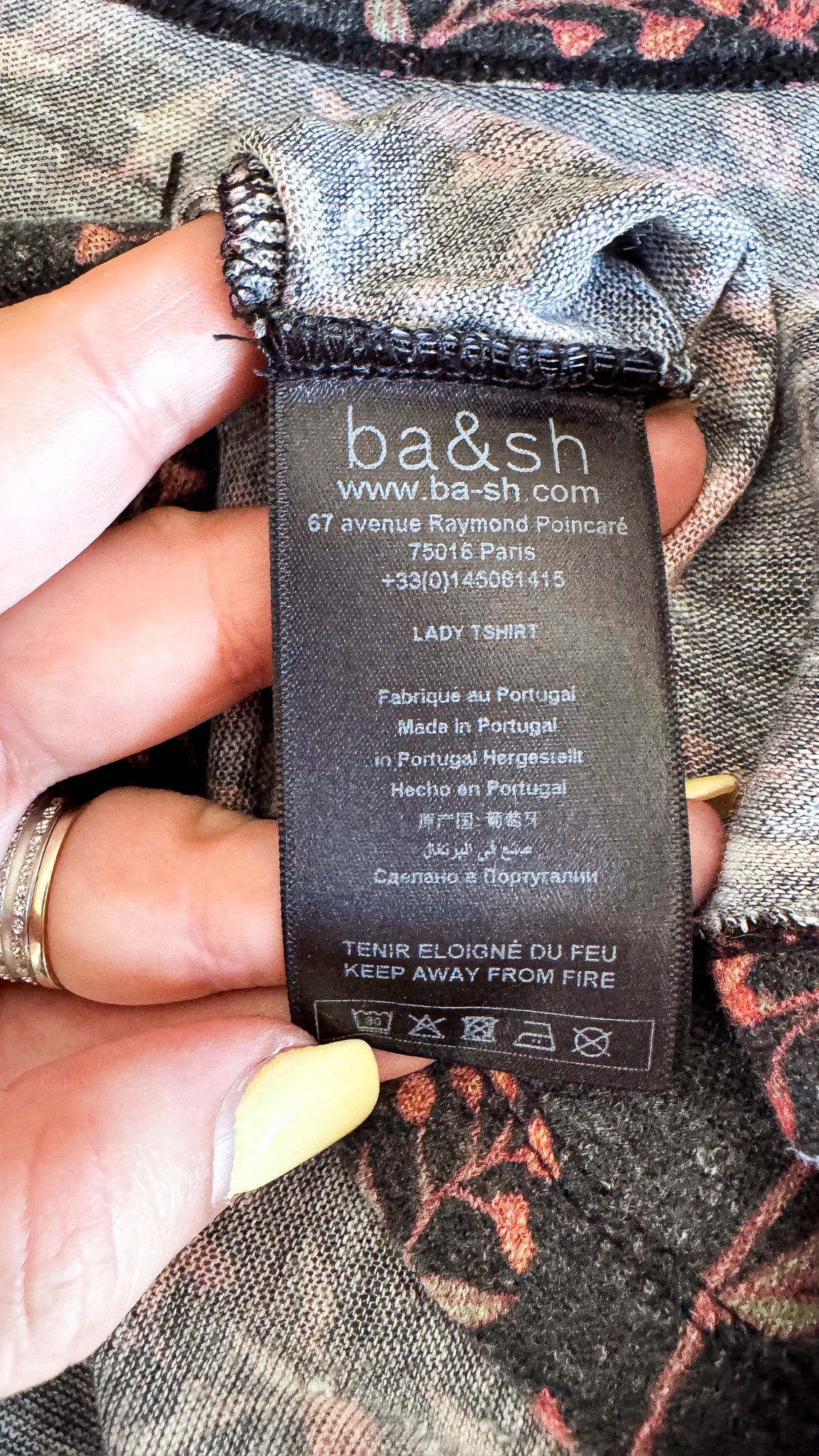Haut Ba&sh en lin imprimé floral noir rose taille S très bon état