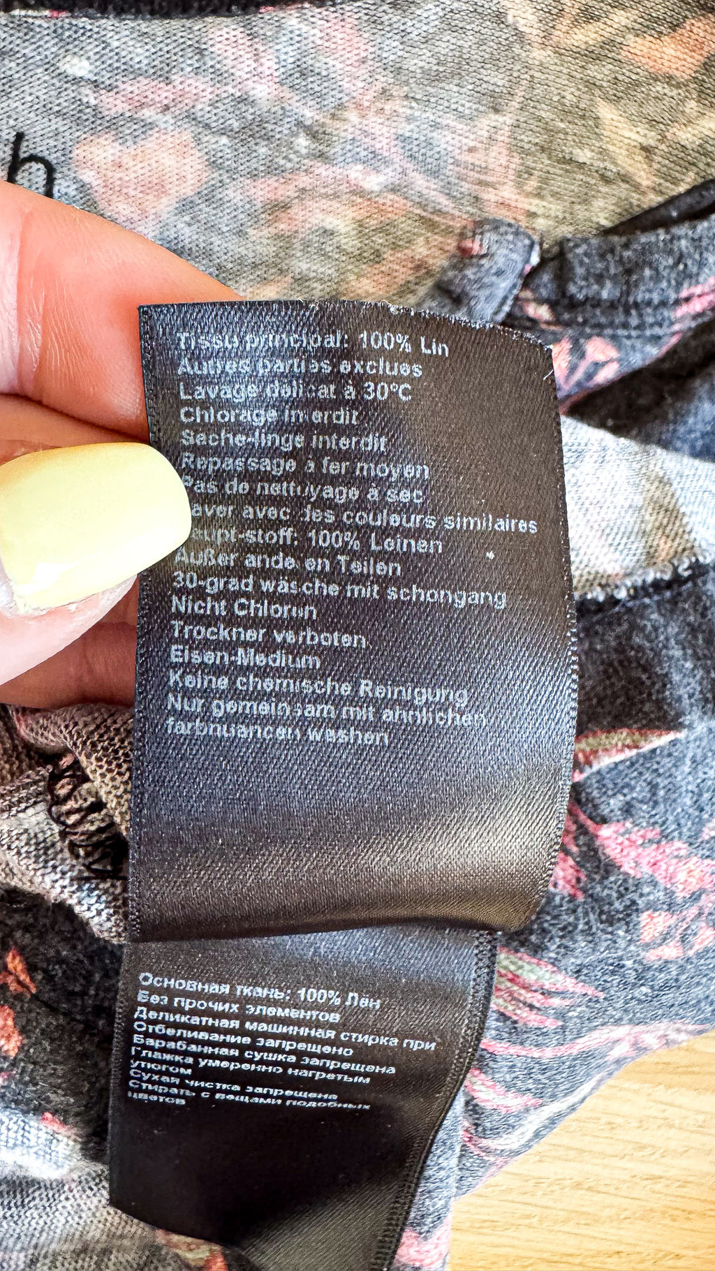 Haut Ba&sh en lin imprimé floral noir rose taille S très bon état