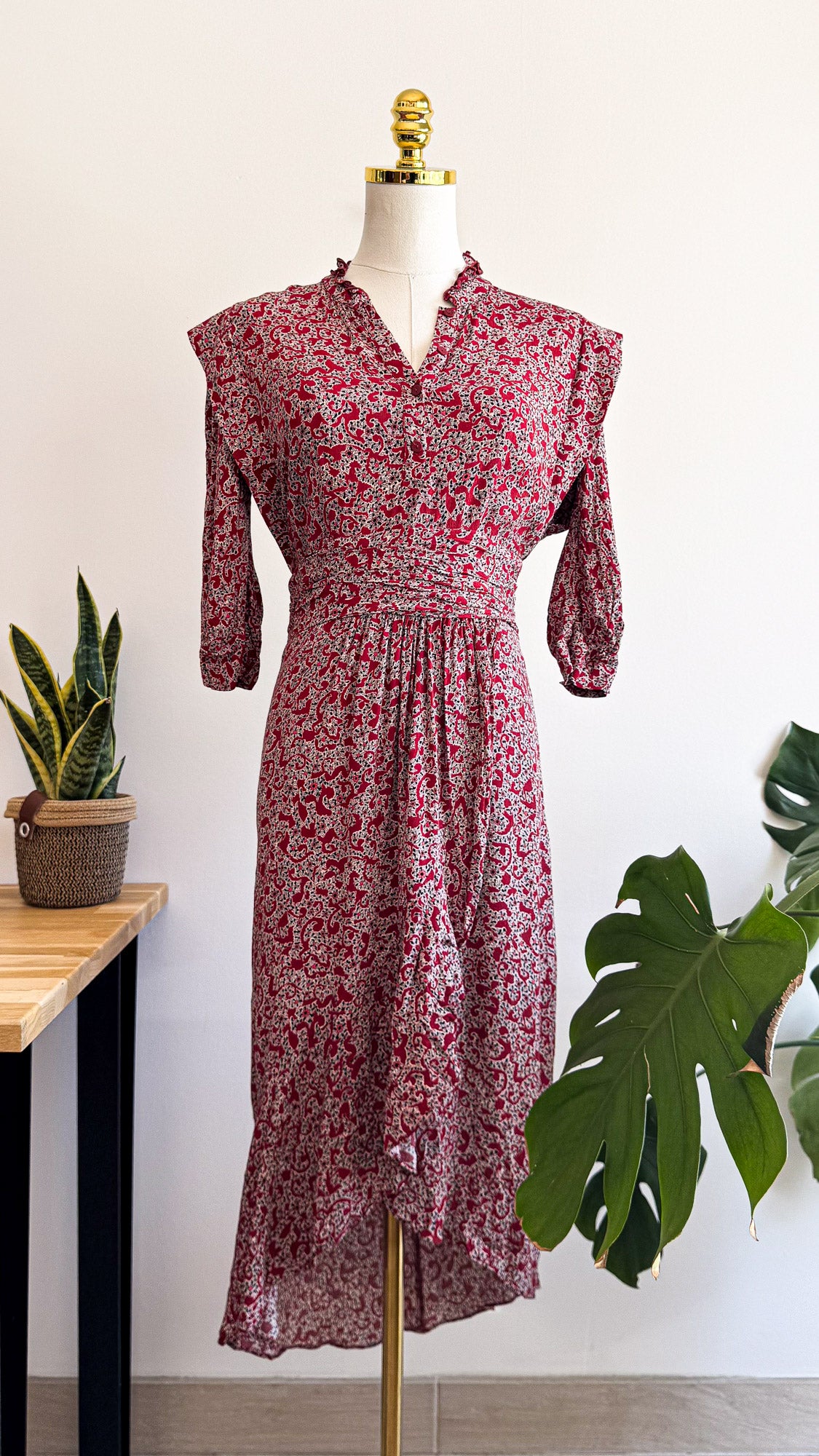 Robe midi Ba&sh Carmin imprimé bohème taille 1 très bon état