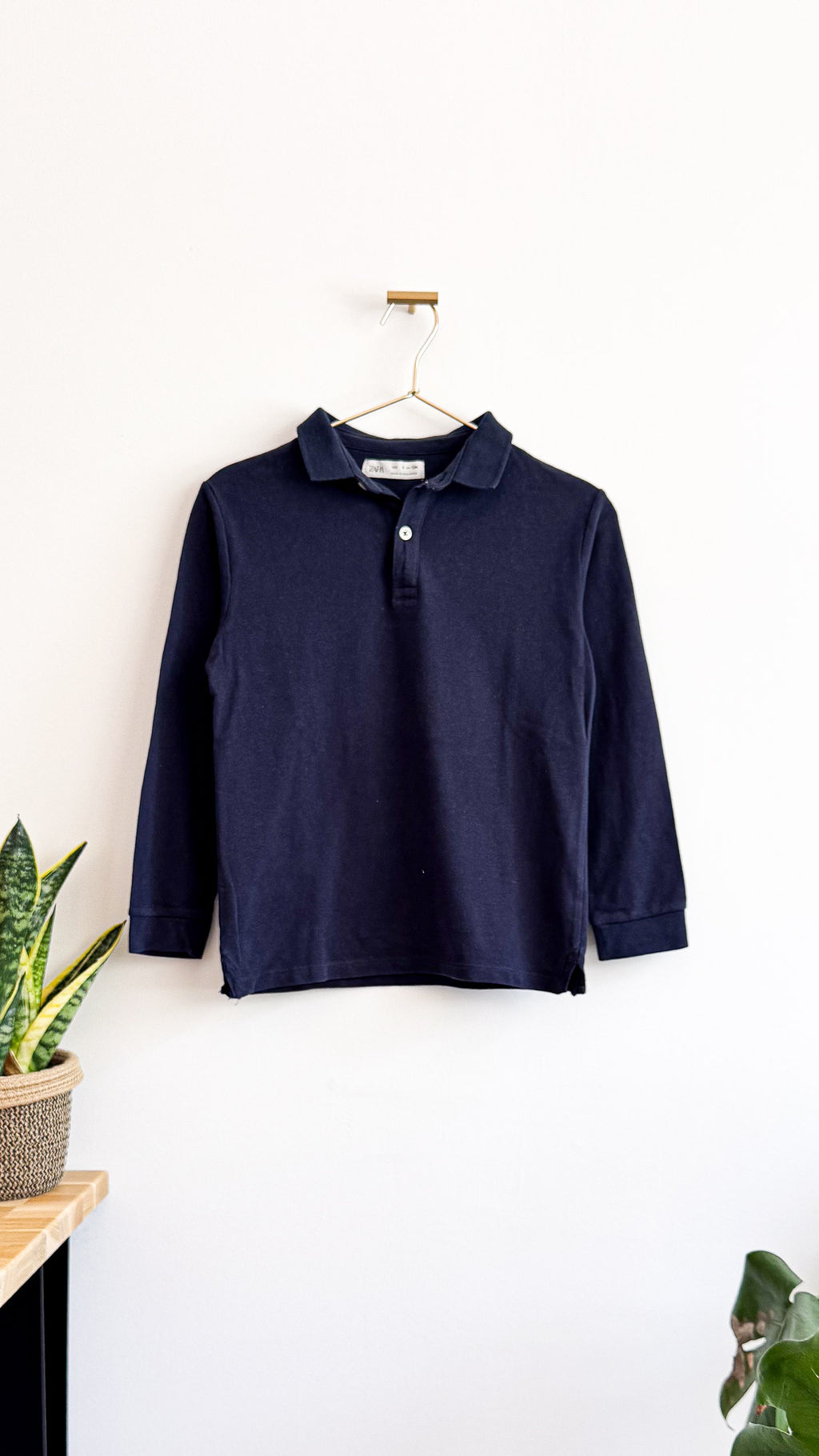 Polo ML bleu marine piqué coton 9 ans - Zara