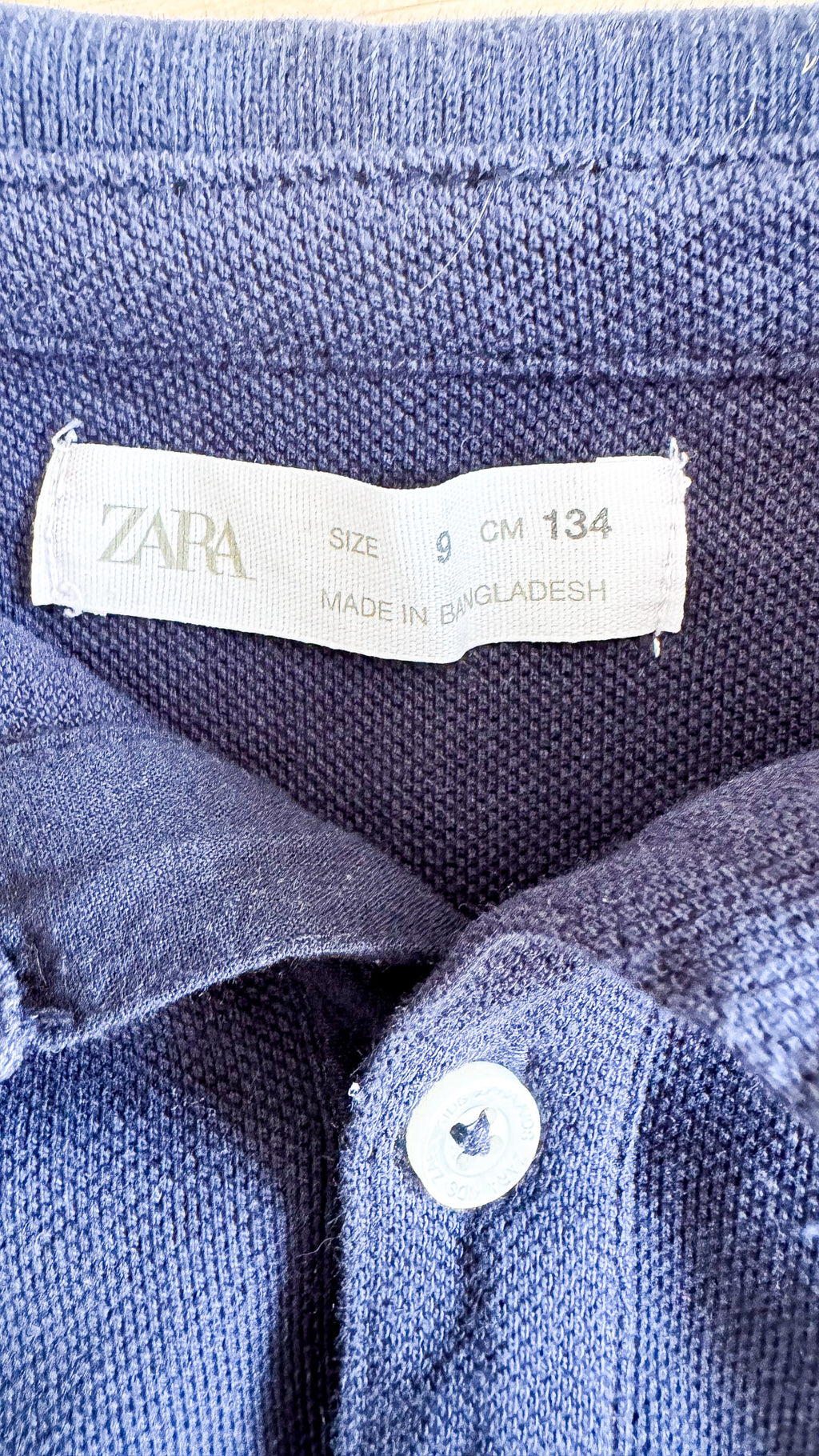 Polo ML bleu marine piqué coton 9 ans - Zara