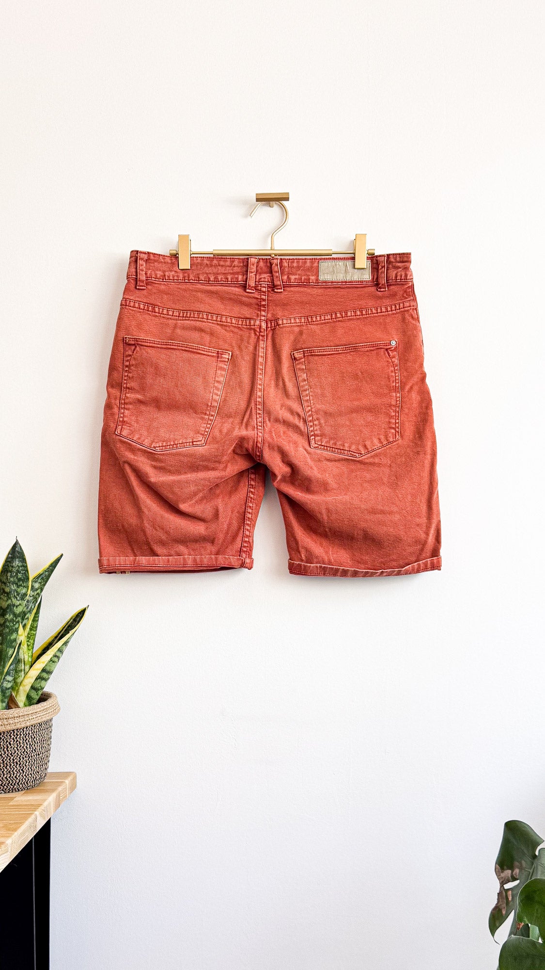 Short jean homme Zara Man taille 40 terracotta corail délavé