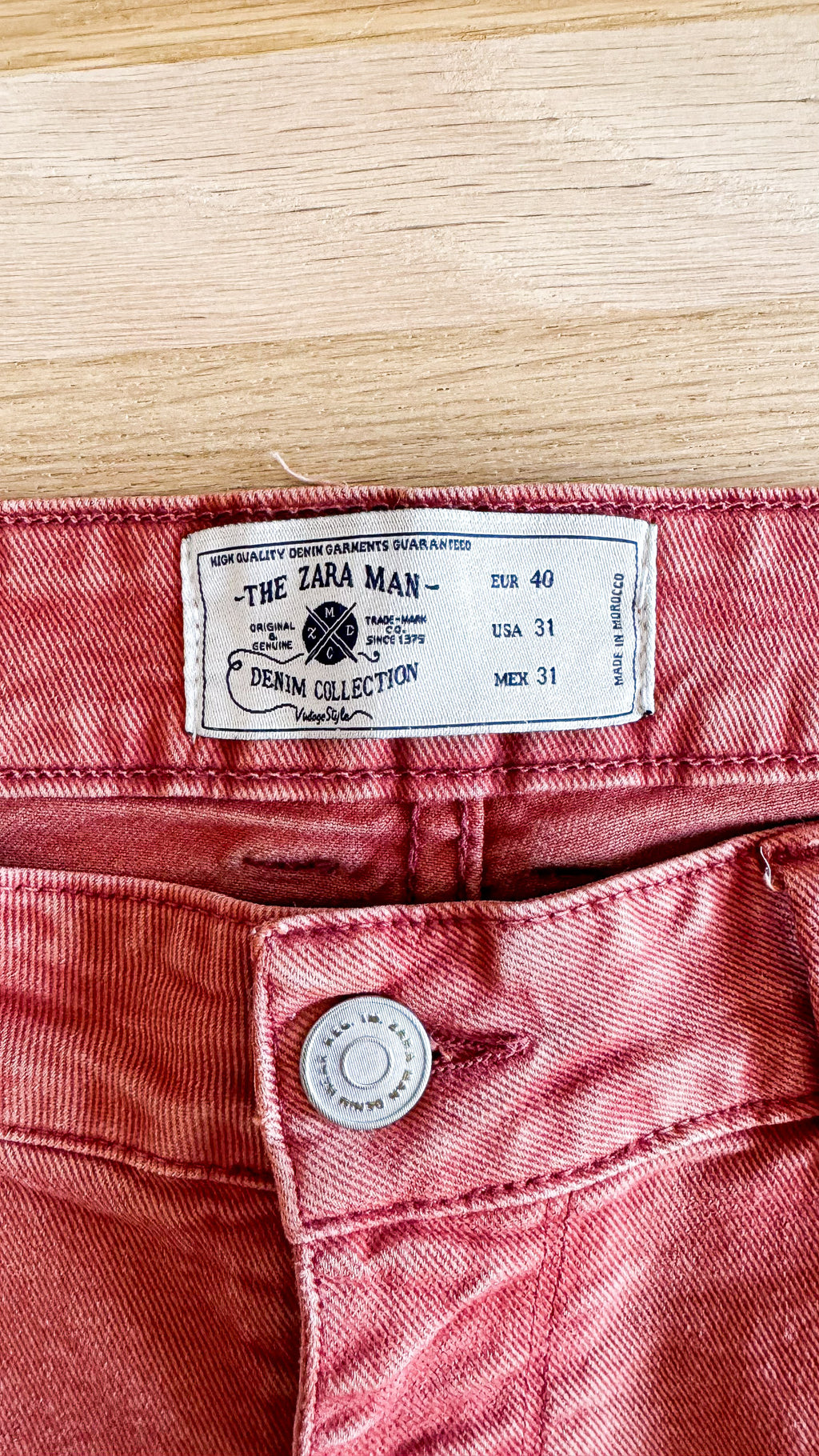 Short jean homme Zara Man taille 40 terracotta corail délavé
