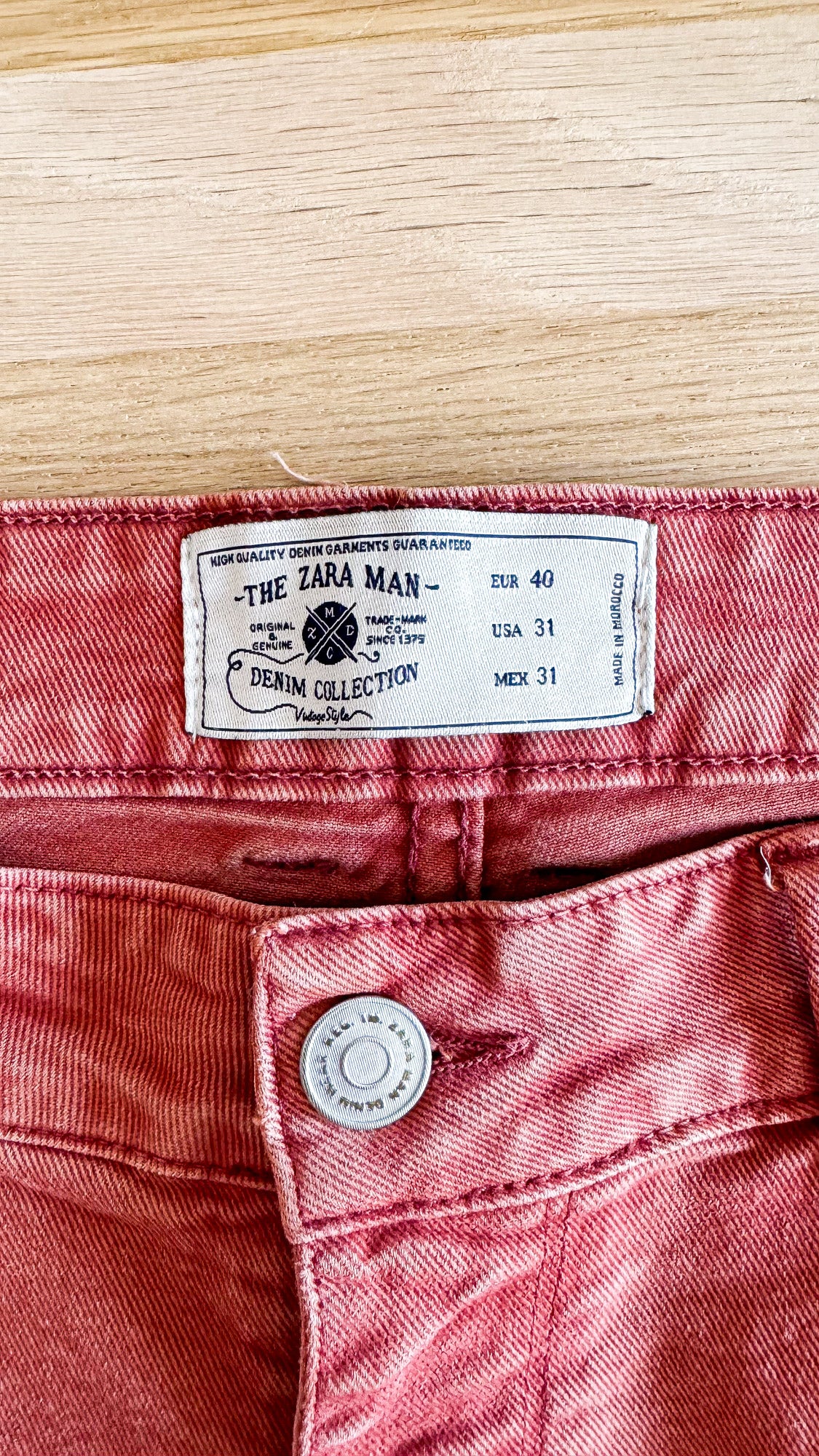 Short jean homme Zara Man taille 40 terracotta corail délavé