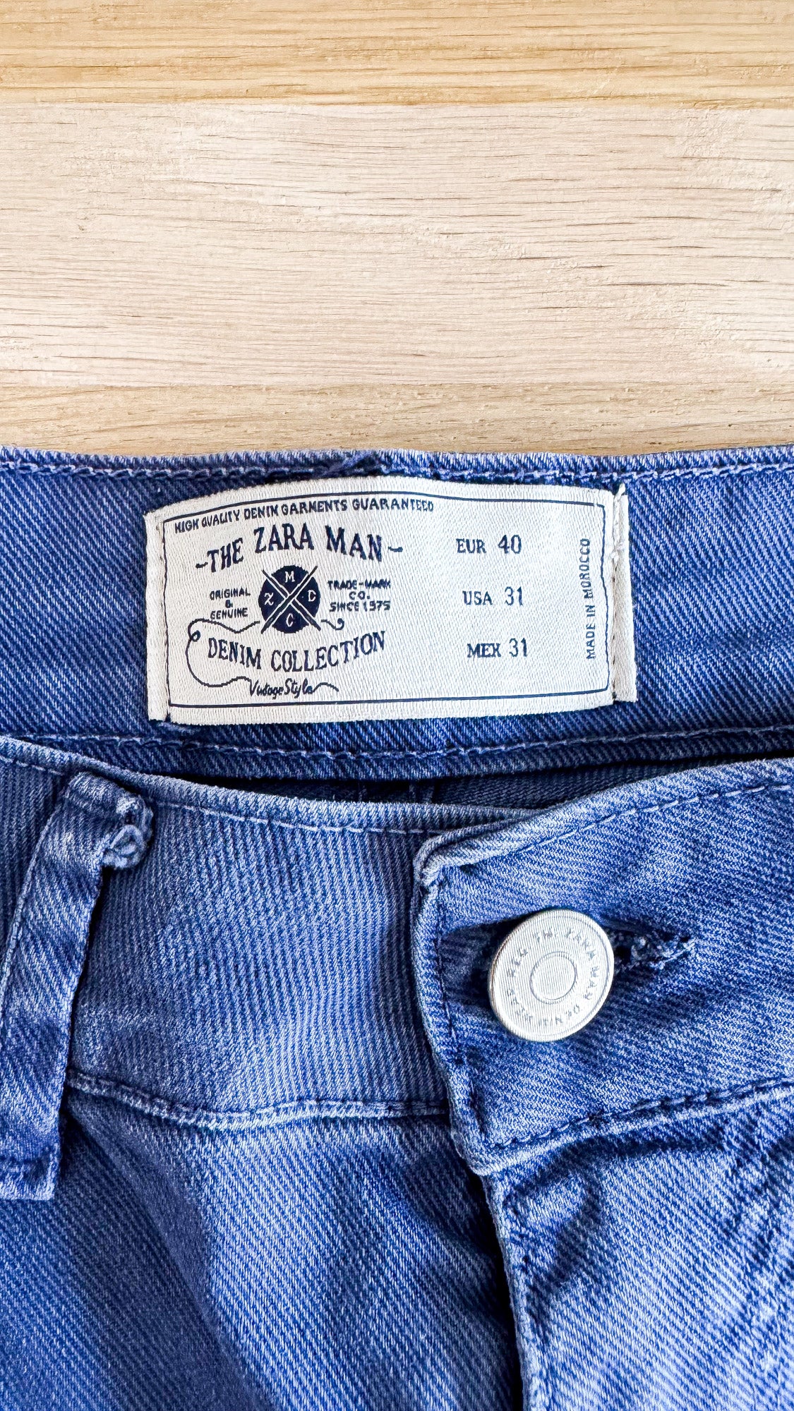 Short jean homme Zara Man taille 40 bleu stone-wash bermuda