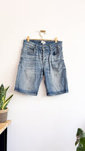 Short jean homme Jules taille 36 bleu délavé bermuda patch cuir