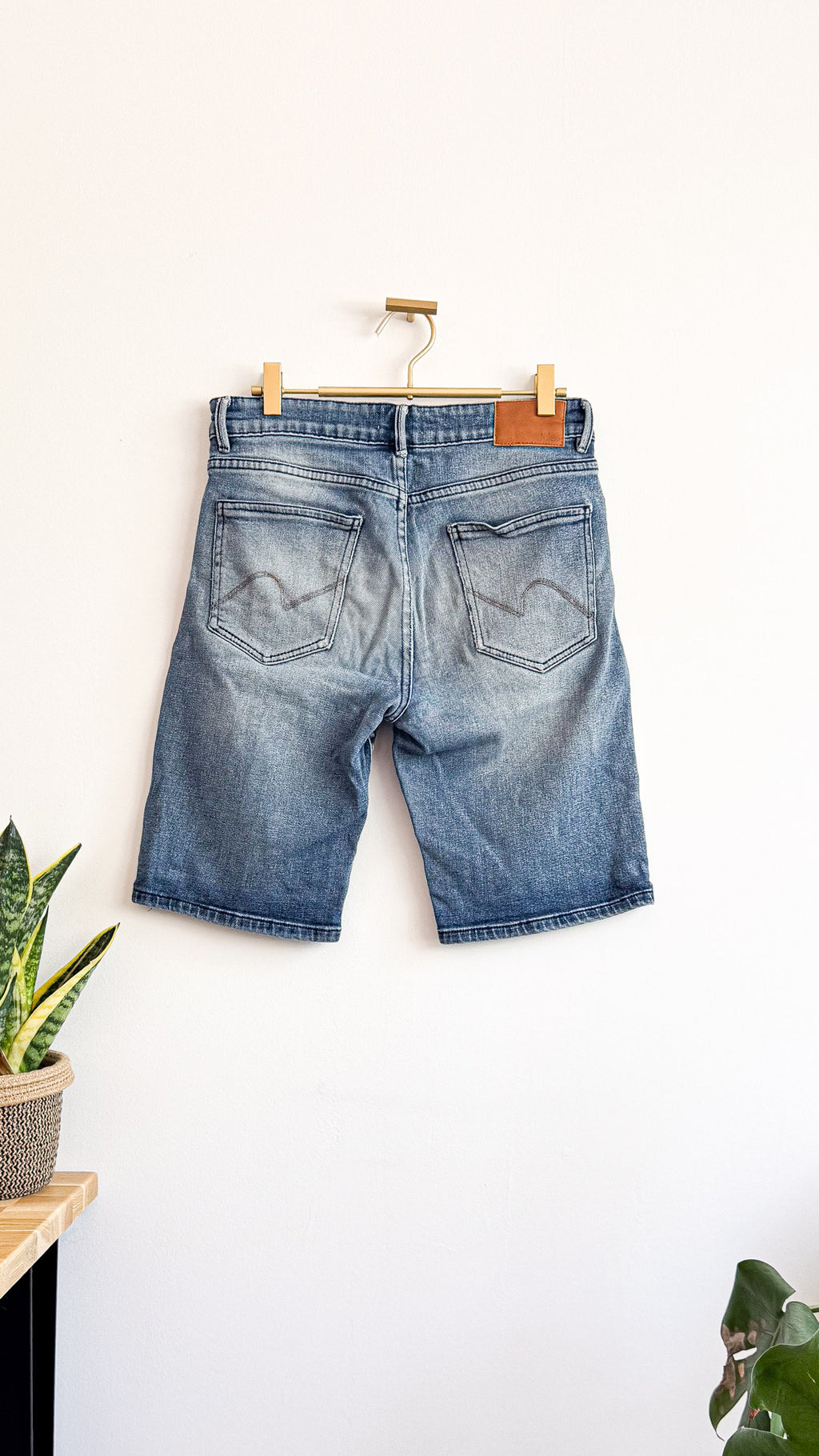 Short jean homme Jules taille 36 bleu délavé bermuda patch cuir