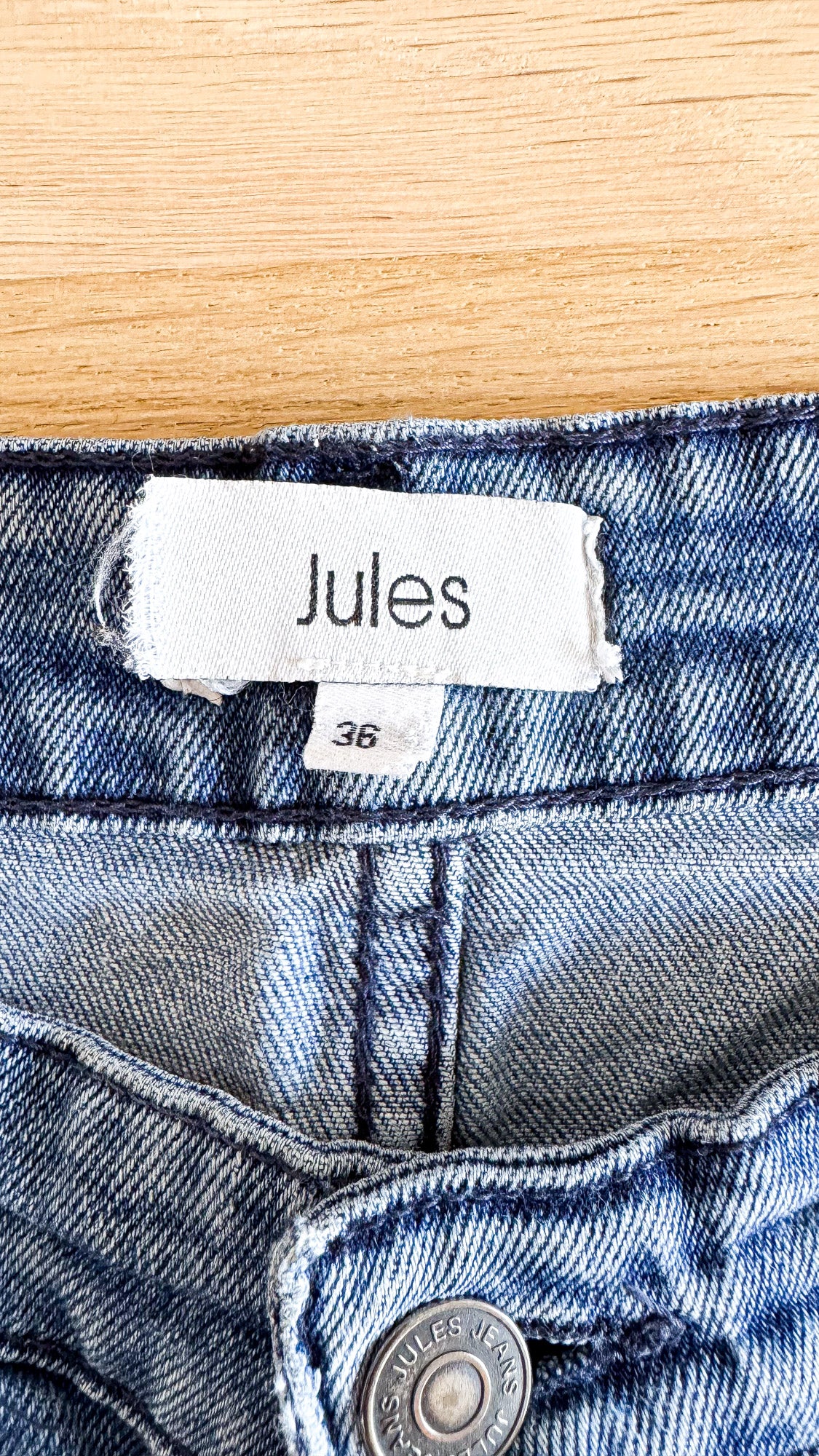 Short jean homme Jules taille 36 bleu délavé bermuda patch cuir