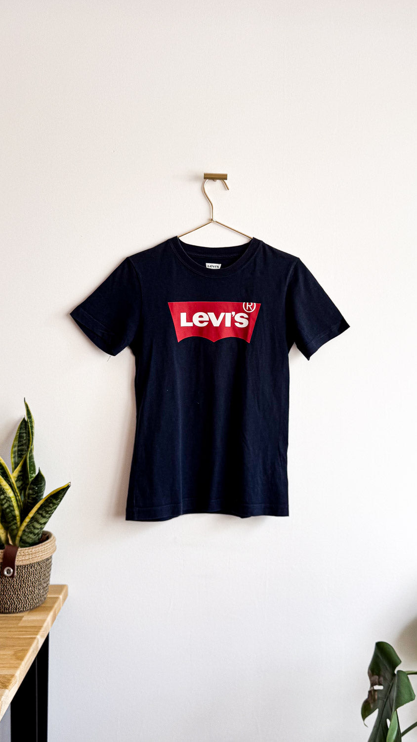 T-shirt bleu marine logo batwing rouge 10 ans - Levi's