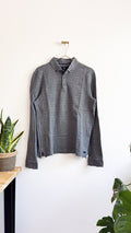 Polo manches longues IZAC taille S gris chiné jacquard chevron