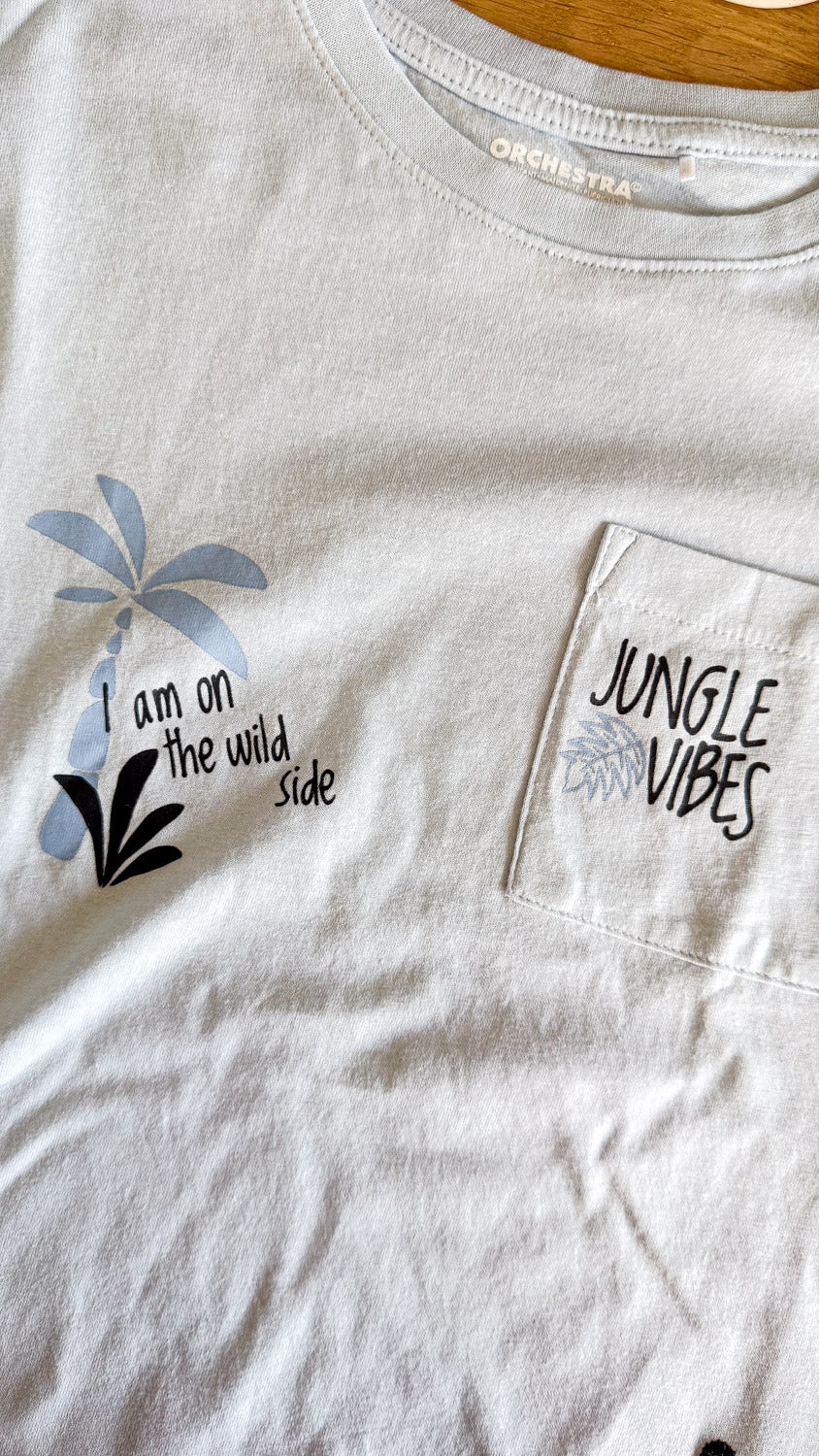 T-shirt bleu ciel poche "Jungle Vibes" 10 ans - Orchestra