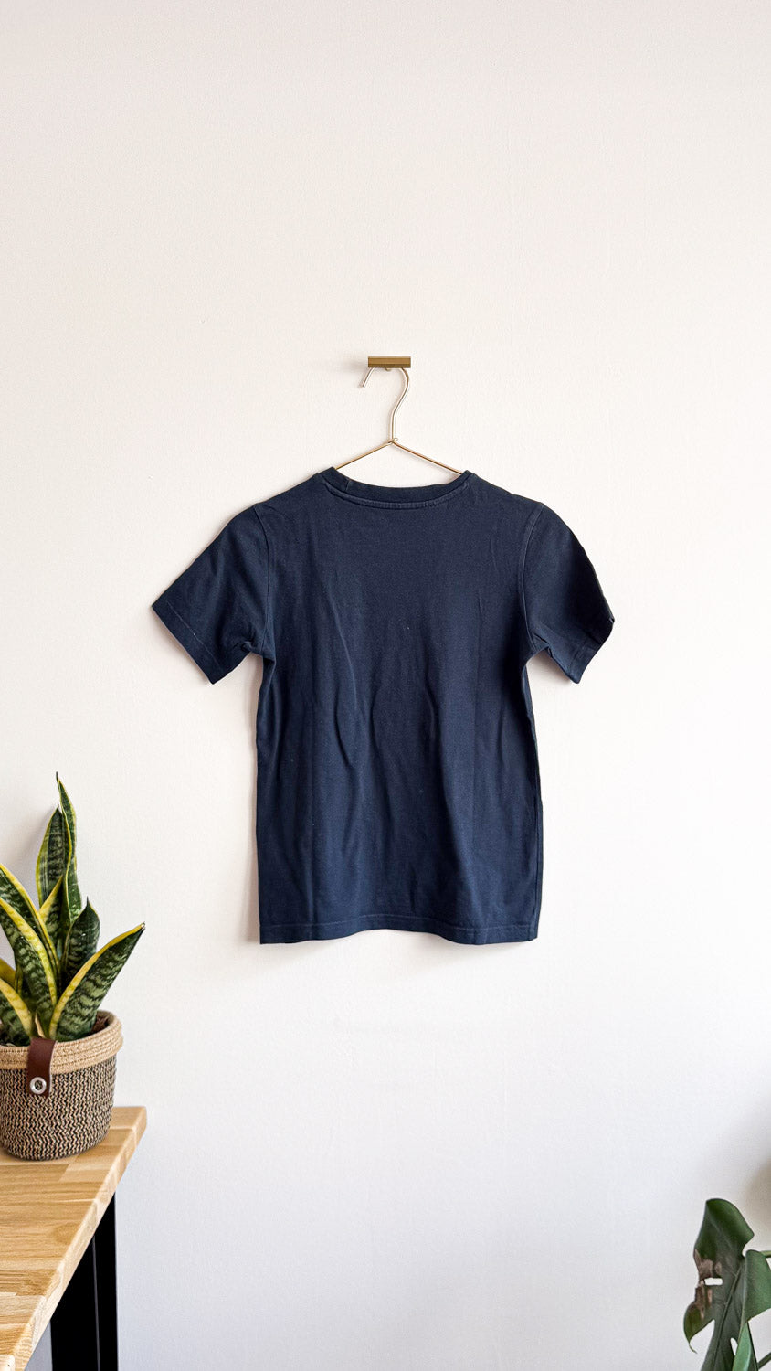 T-shirt bleu marine logo trèfle rond 8/9 ans - Adidas Originals