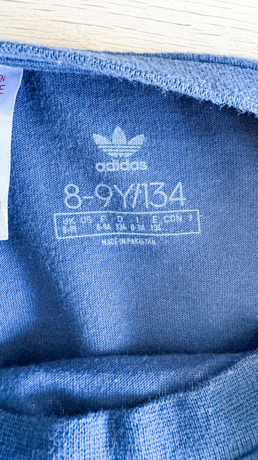 T-shirt bleu marine logo trèfle rond 8/9 ans - Adidas Originals