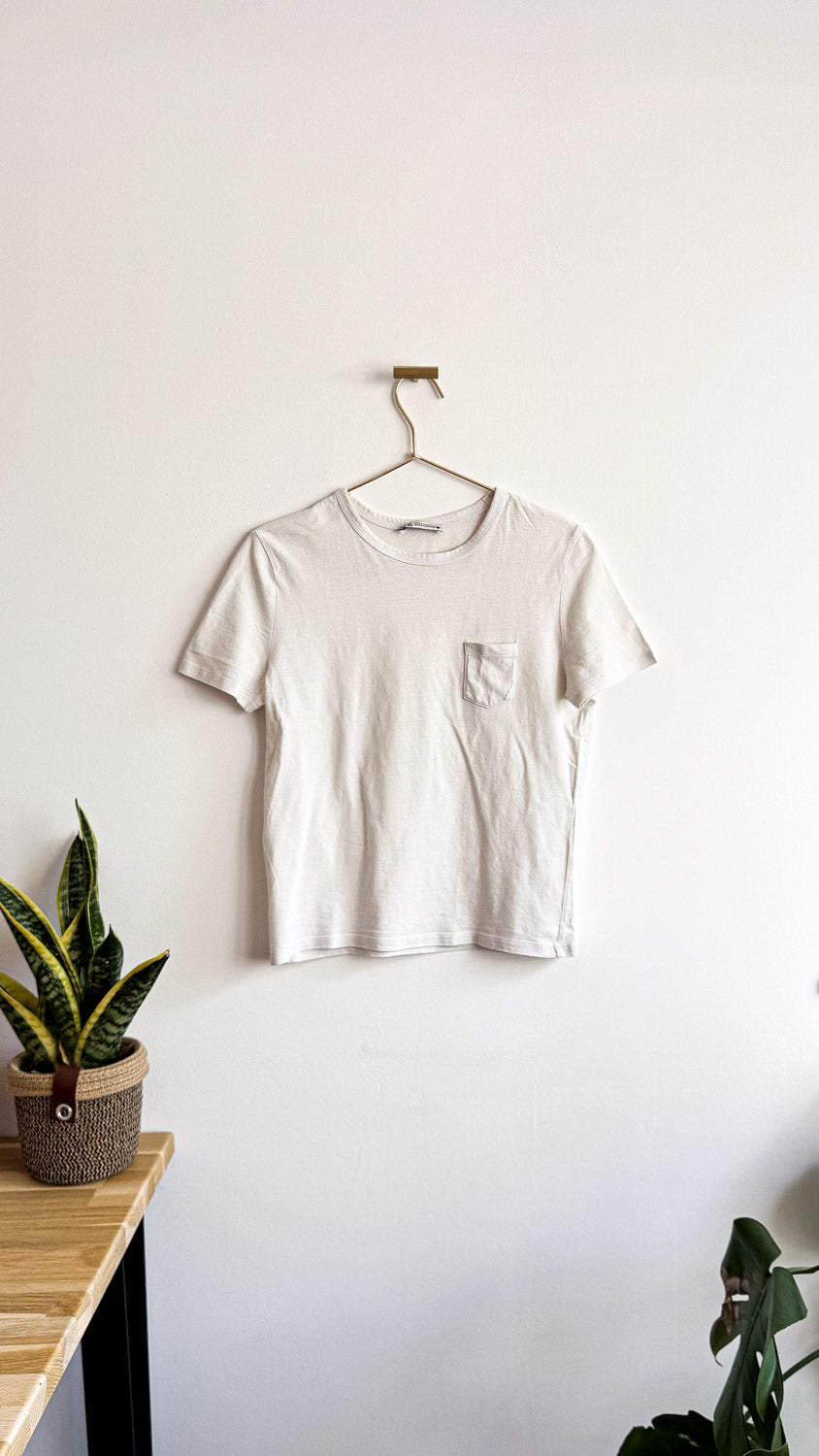 T-shirt Zara Kids blanc basique poche coton 10/11 ans