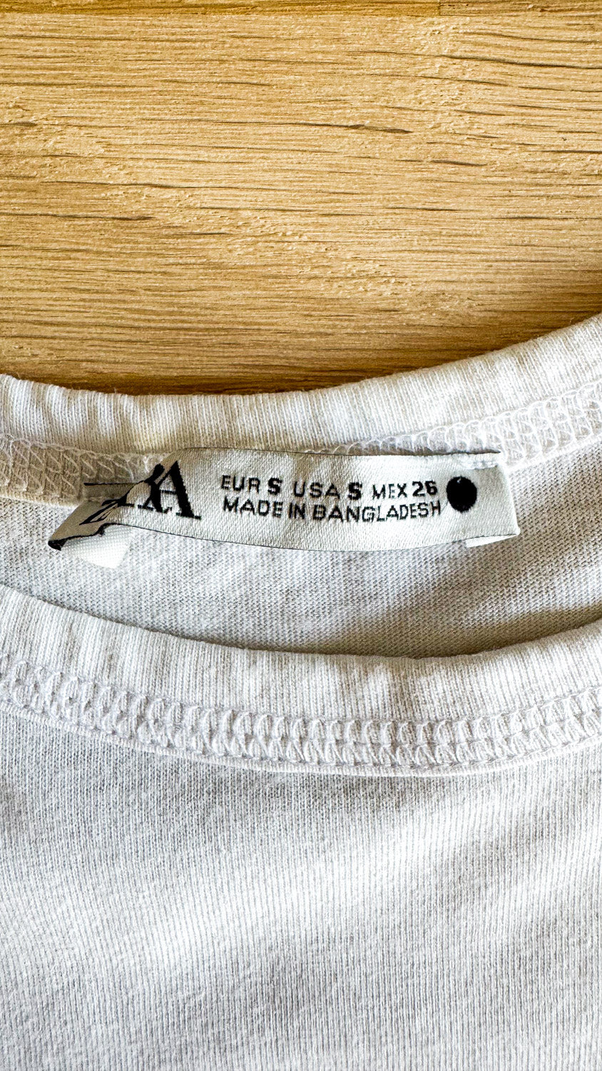 T-shirt Zara Kids blanc basique poche coton 10/11 ans