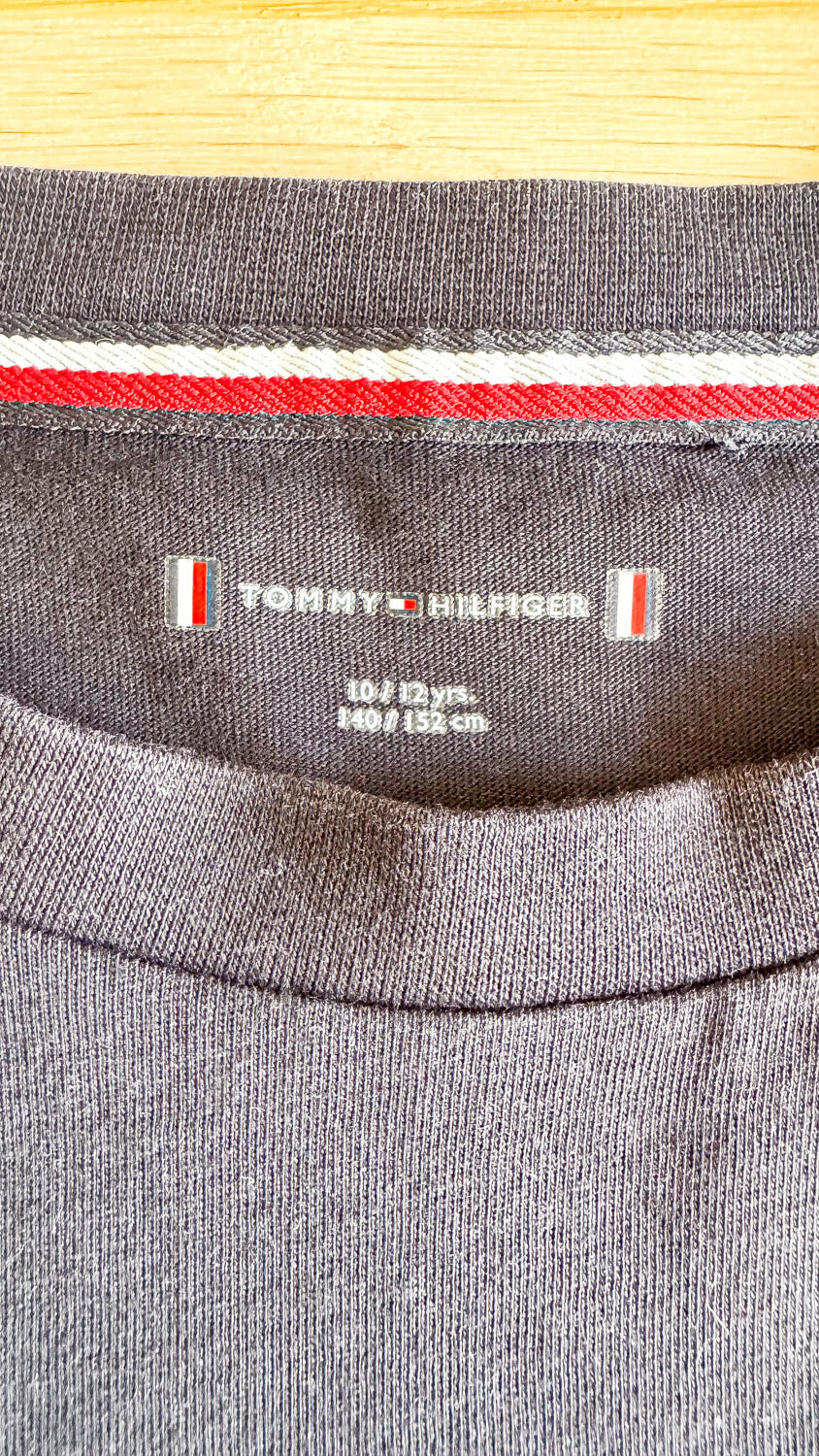T-shirt noir logo drapeau brodé 10/12 ans - Tommy Hilfiger