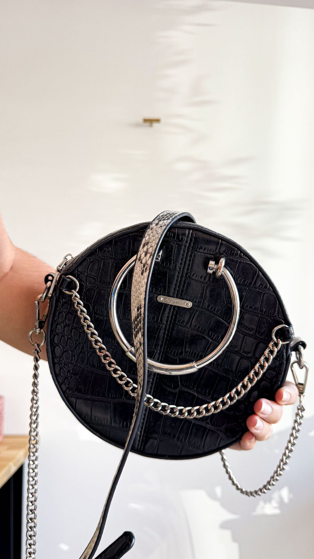 Sac rond croco anneau argenté - Kaporal