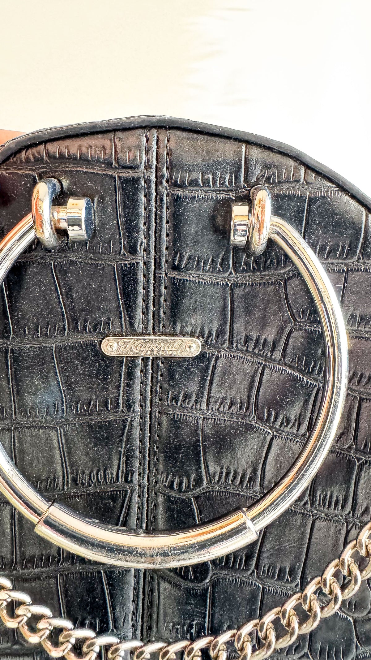 Sac rond croco anneau argenté - Kaporal