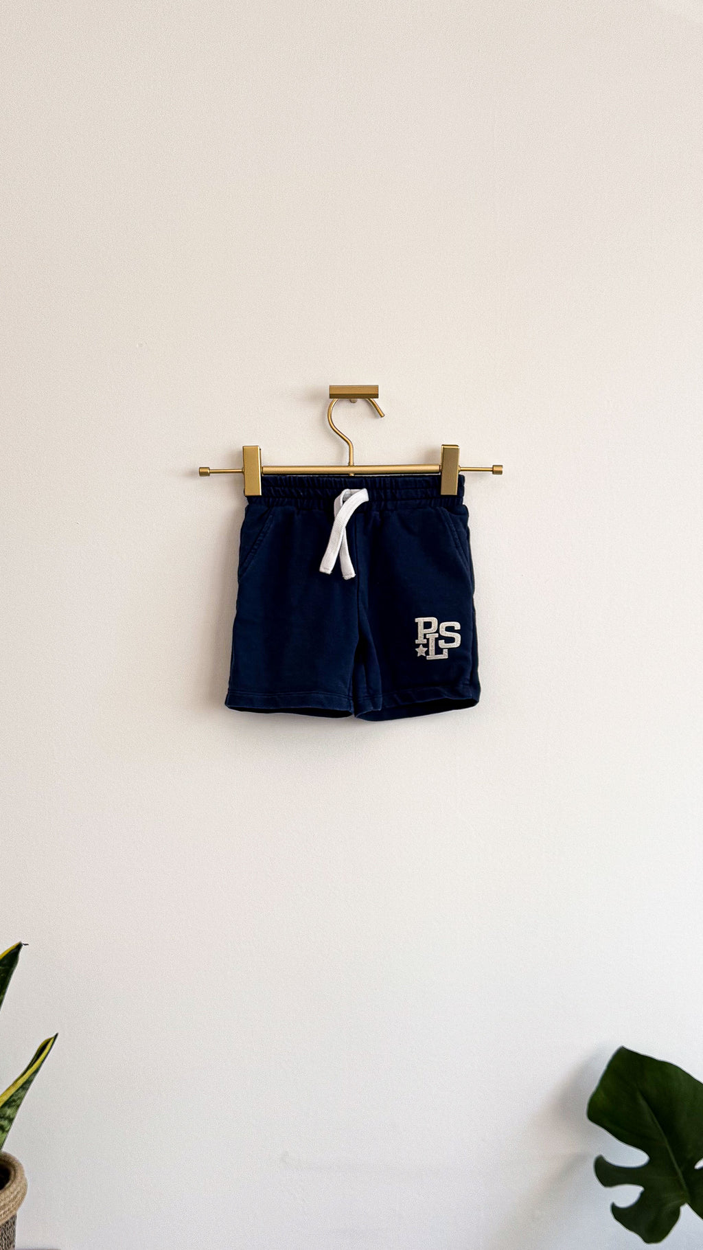 Short molleton bleu marine logo brodé 9 mois - Please