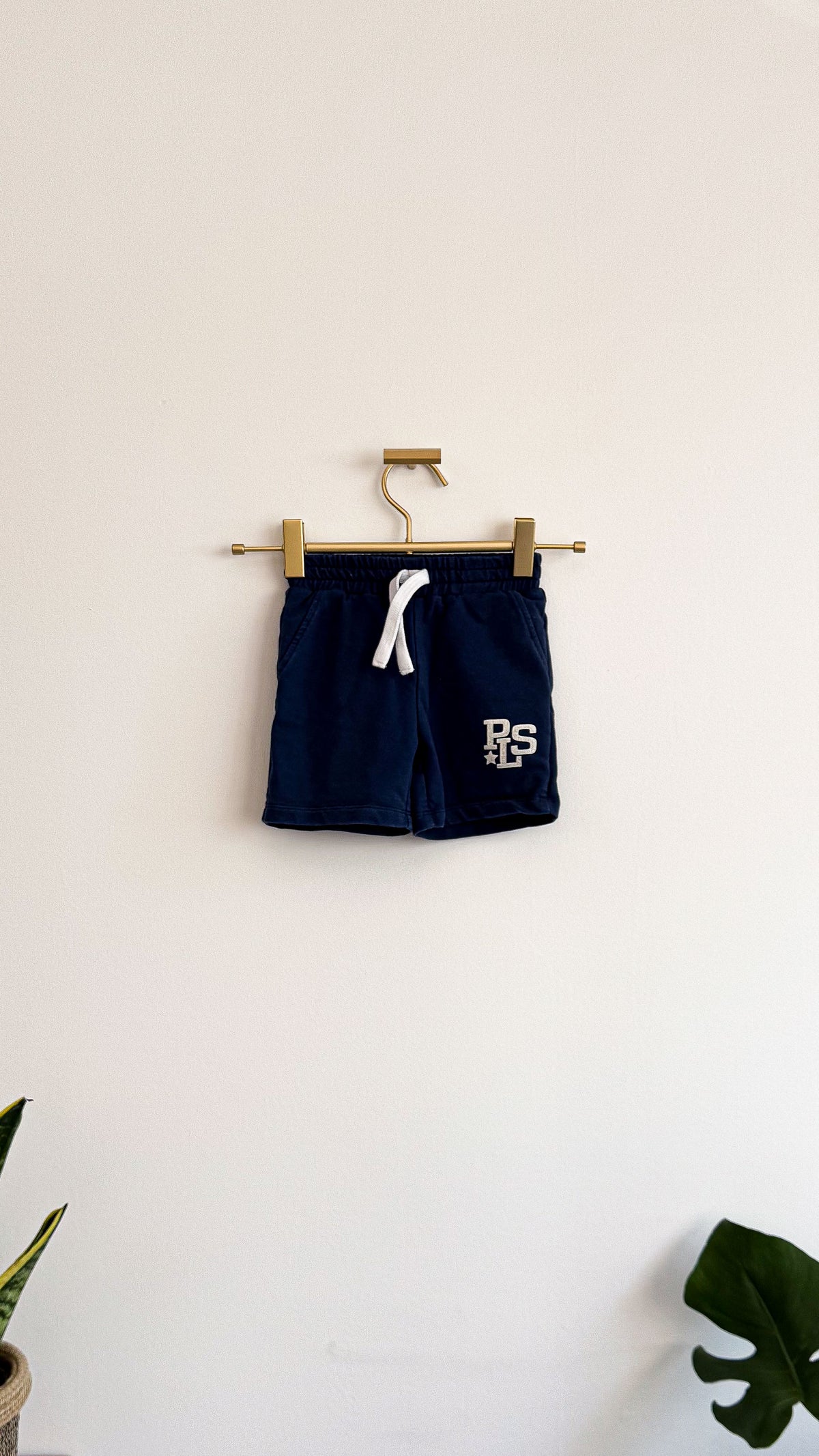 Short molleton bleu marine logo brodé 9 mois - Please