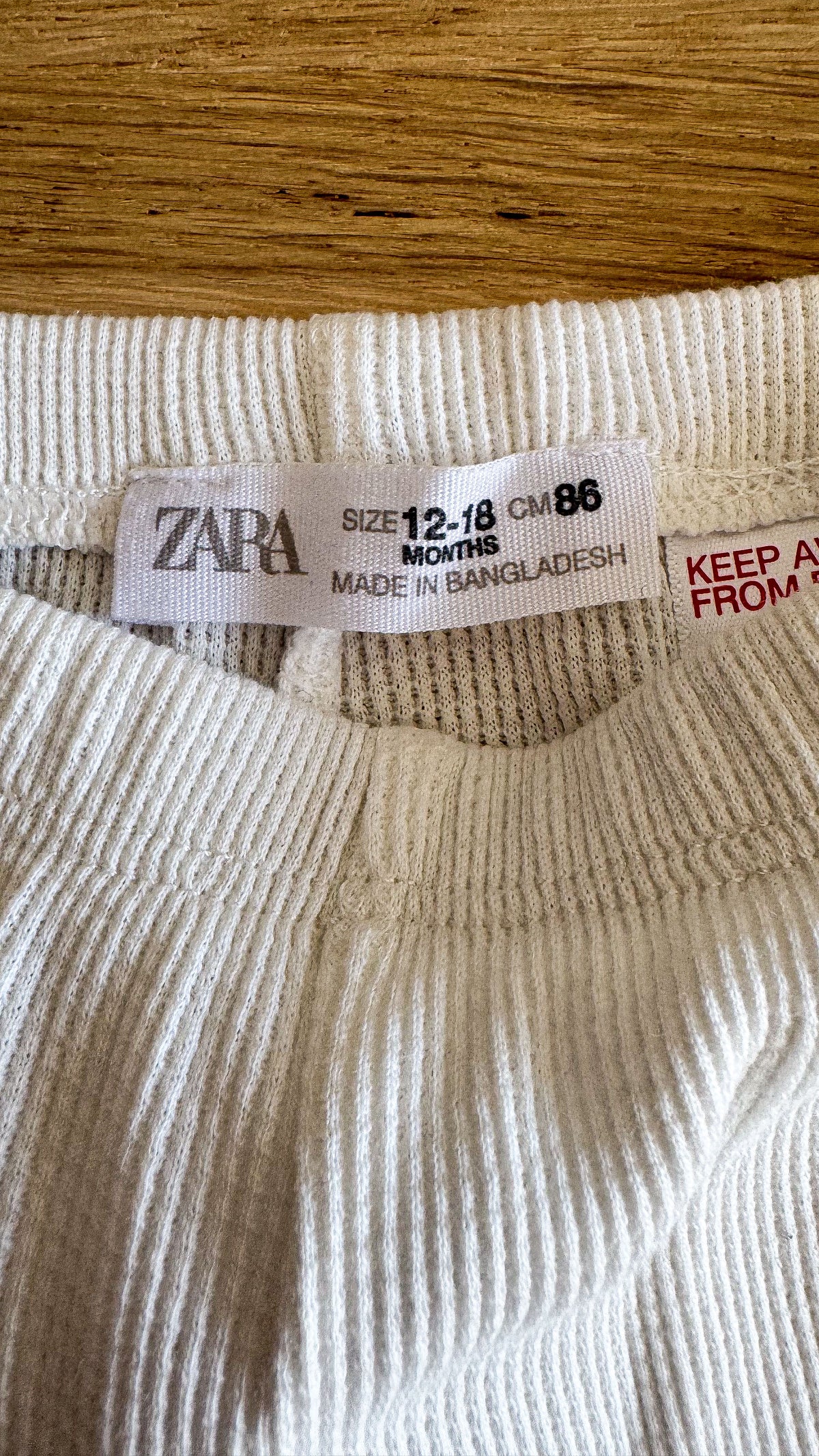 Short côtelé crème taille élastique 12-18 mois - Zara
