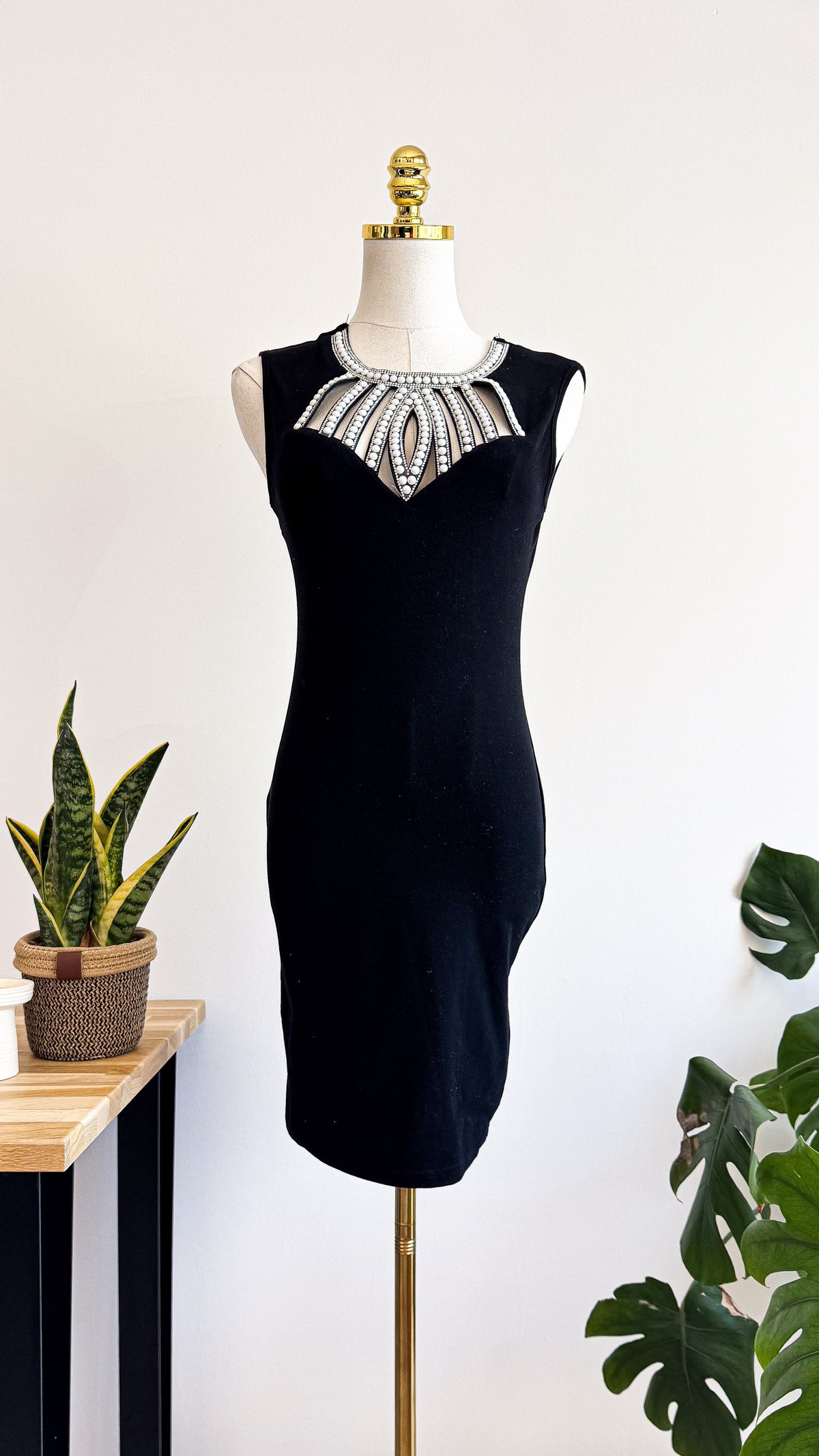 Robe moulante col perles strass S/M - Only Fashion