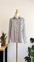 Chemise fluide rayée beige noir blanche taille M
