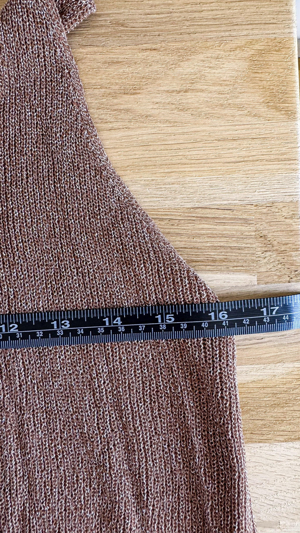 Débardeur crochet pailleté beige rose gold taille M