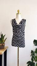Débardeur Arkitect noir blanc zigzag col drapé taille S