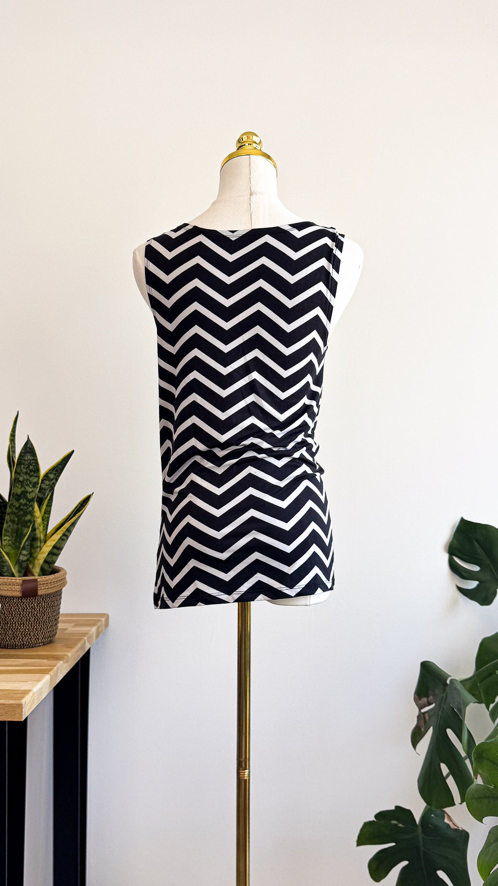 Débardeur Arkitect noir blanc zigzag col drapé taille S