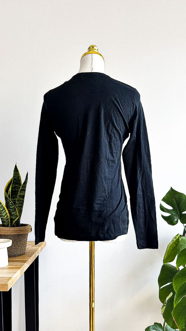Haut Ralph Lauren noir manches longues logo RL strass taille S
