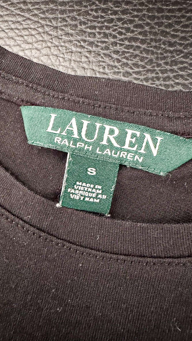 Haut Ralph Lauren noir manches longues logo RL strass taille S