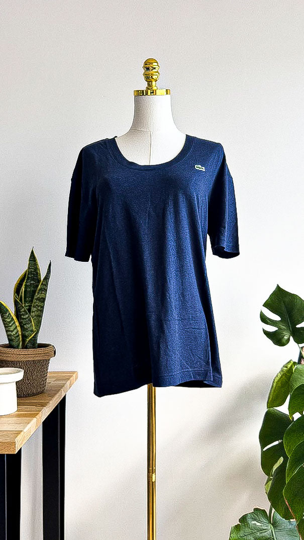 T-shirt Lacoste Sport bleu manches courtes logo crocodile taille 38