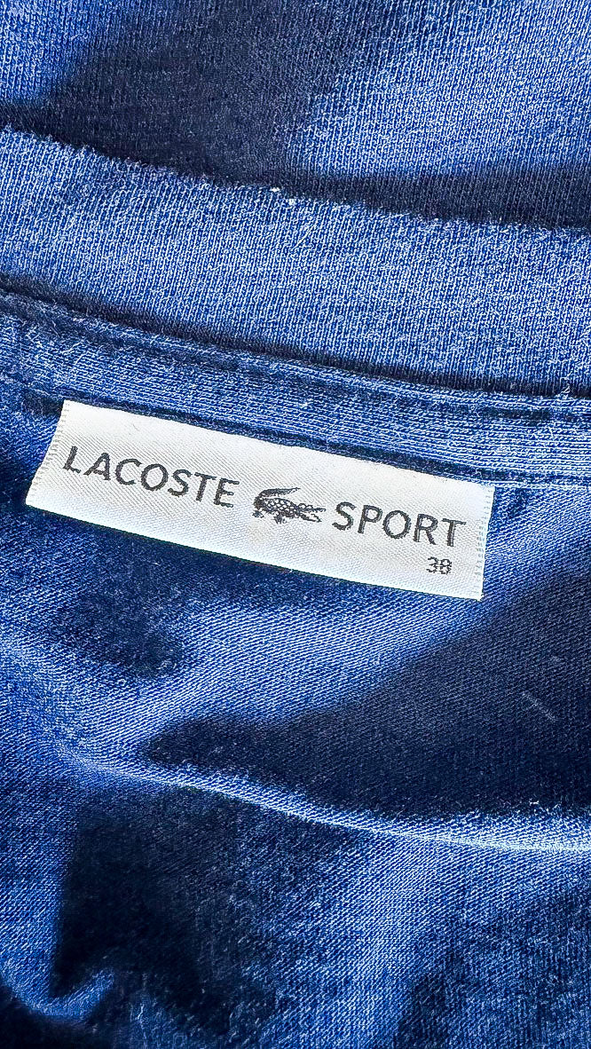 T-shirt Lacoste Sport bleu manches courtes logo crocodile taille 38