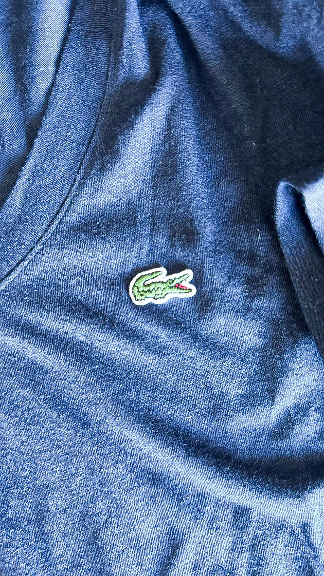 T-shirt Lacoste Sport bleu manches courtes logo crocodile taille 38