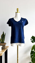 T-shirt Polo Ralph Lauren bleu marine col V logo brodé taille M