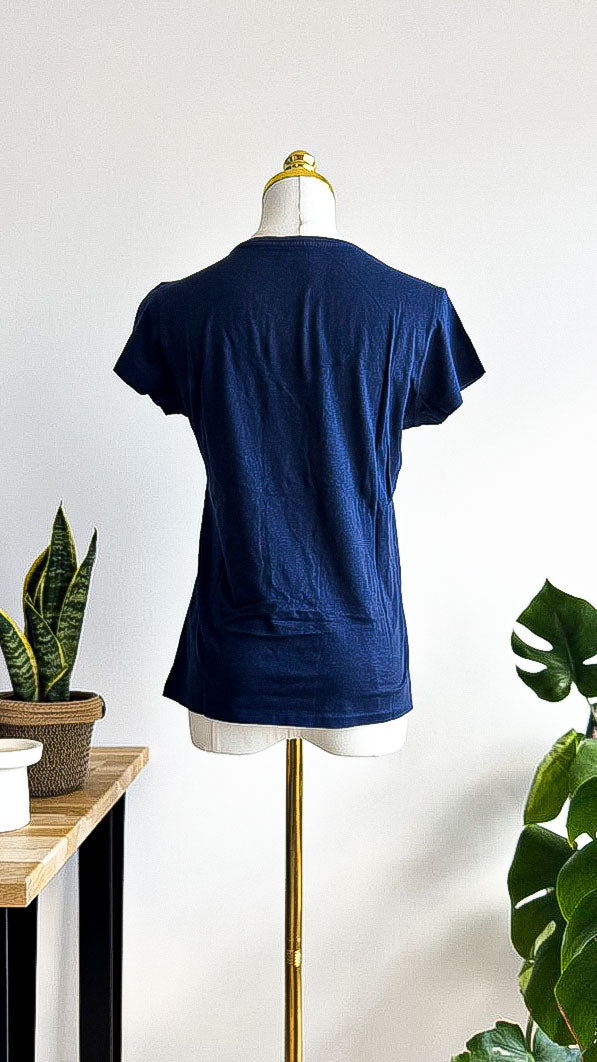 T-shirt Polo Ralph Lauren bleu marine col V logo brodé taille M
