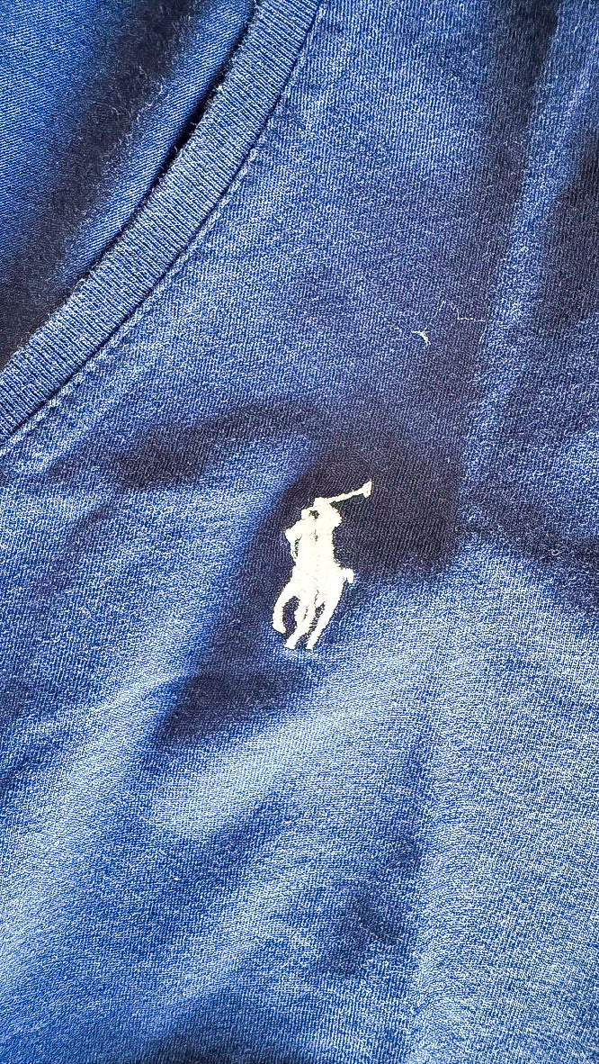 T-shirt Polo Ralph Lauren bleu marine col V logo brodé taille M