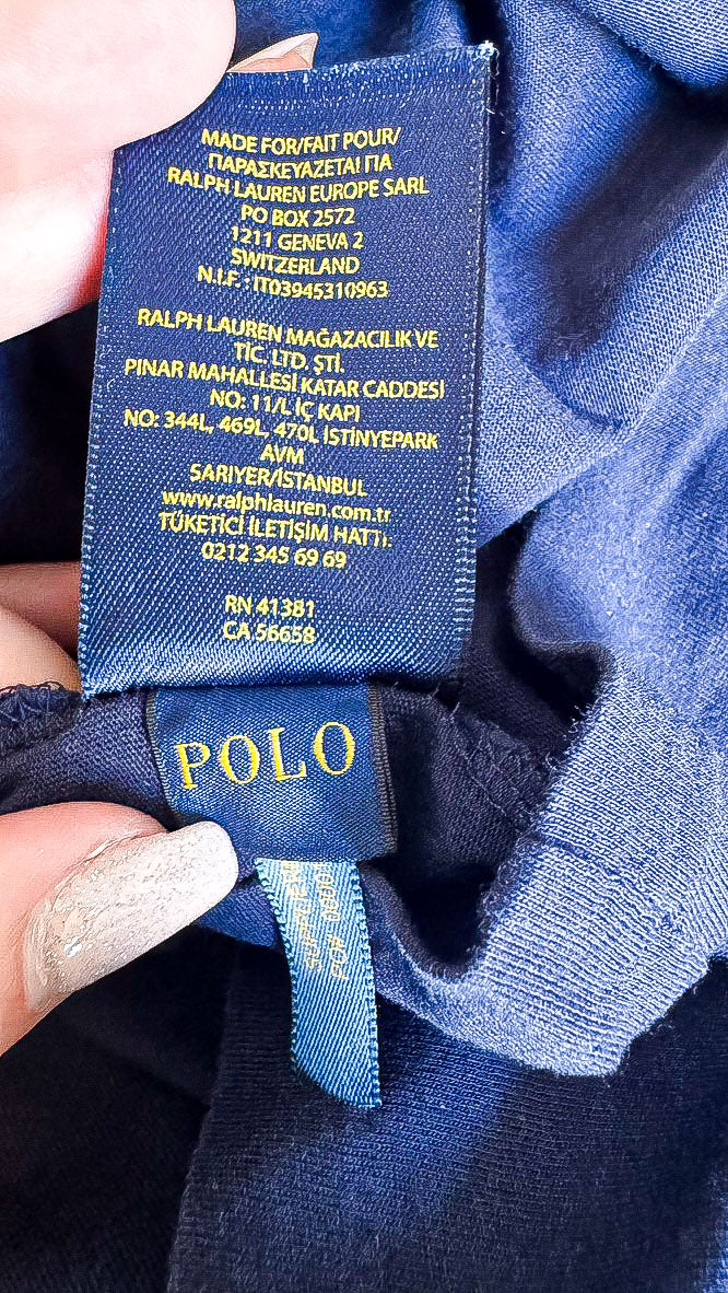 T-shirt Polo Ralph Lauren bleu marine col V logo brodé taille M
