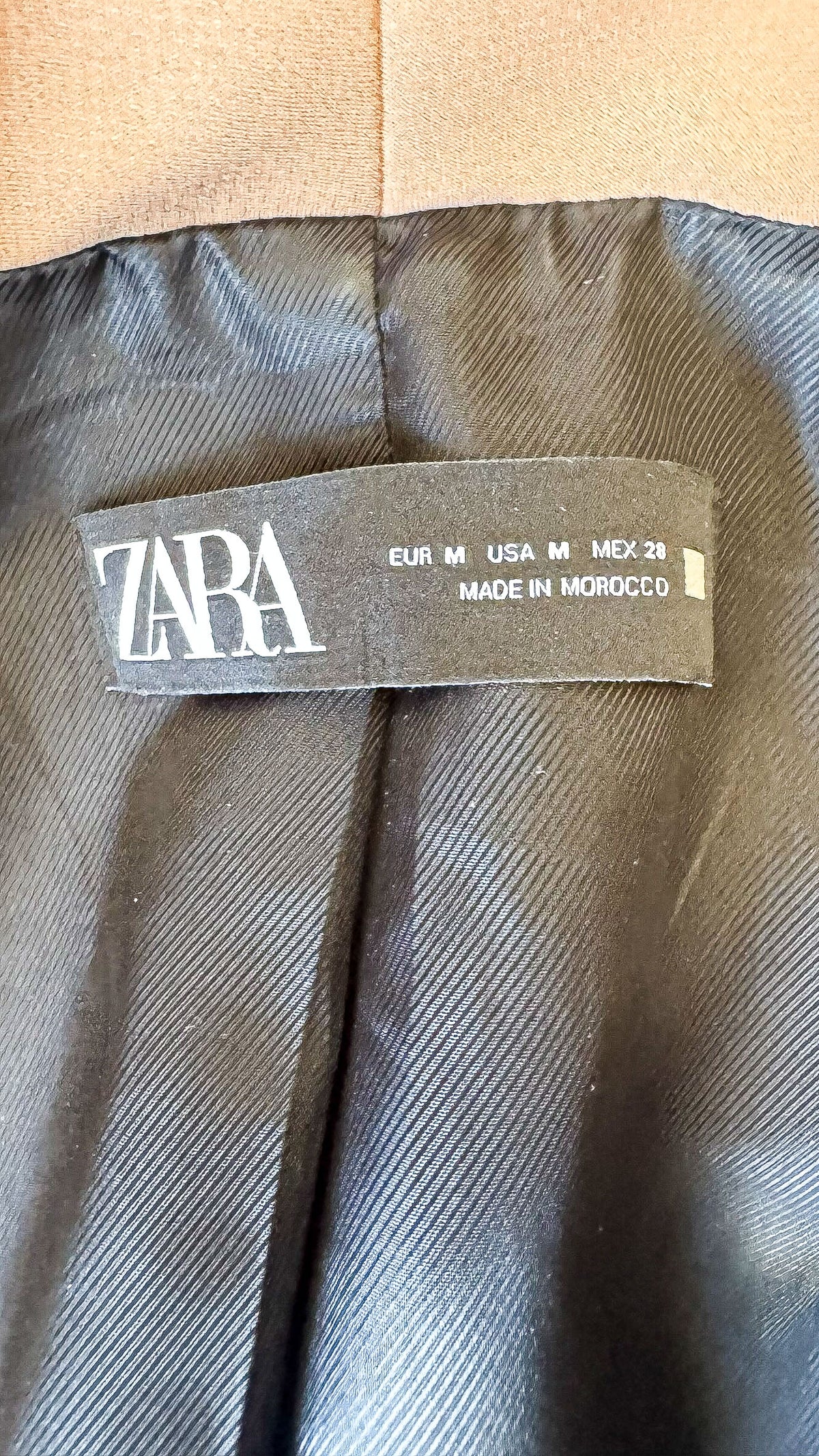 Blazer long Zara beige vieux rose structuré boutons dorés taille M