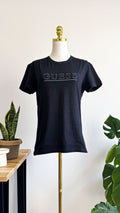 T-shirt Guess noir manches courtes logo discret taille S