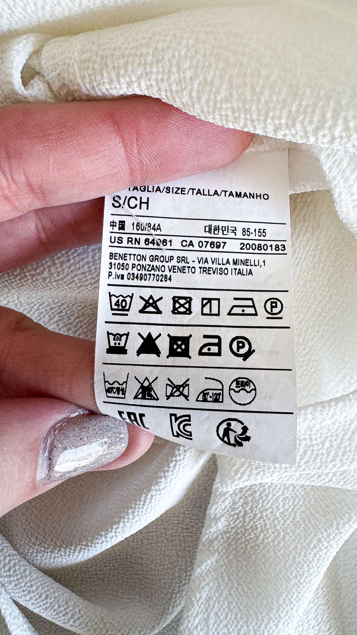 Blouse Benetton blanche fluide décolleté V manches volantées taille S