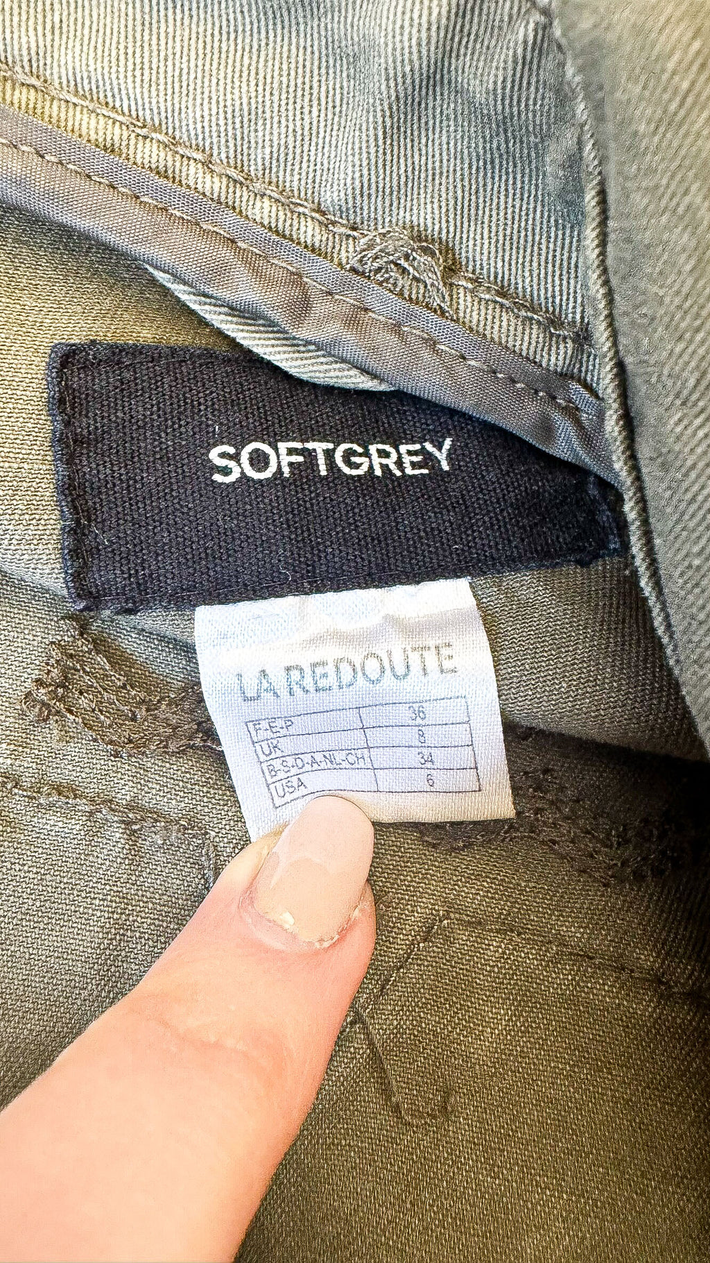 Veste La Redoute broderies kaki dos style militaire taille 36